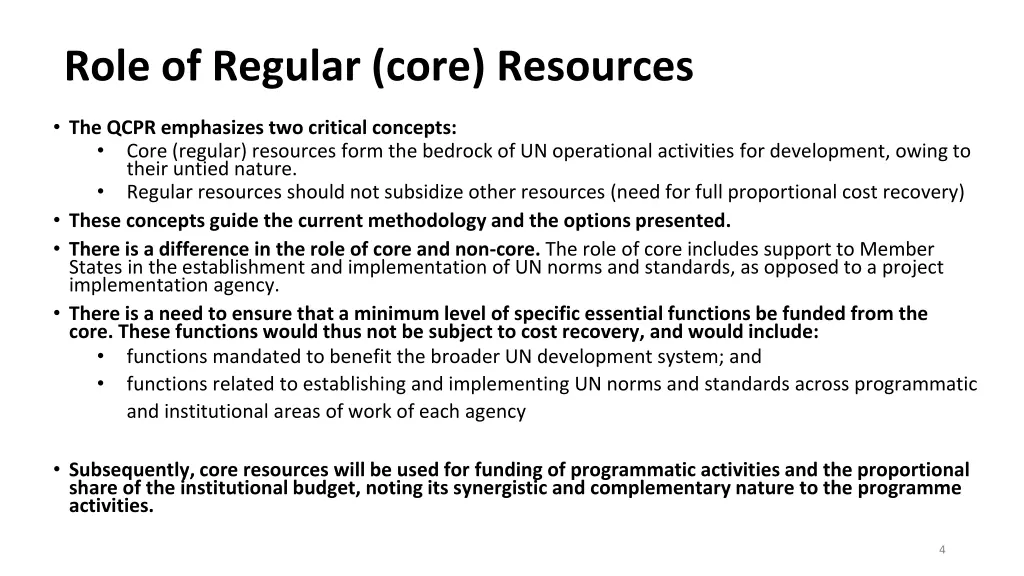 role of regular core resources