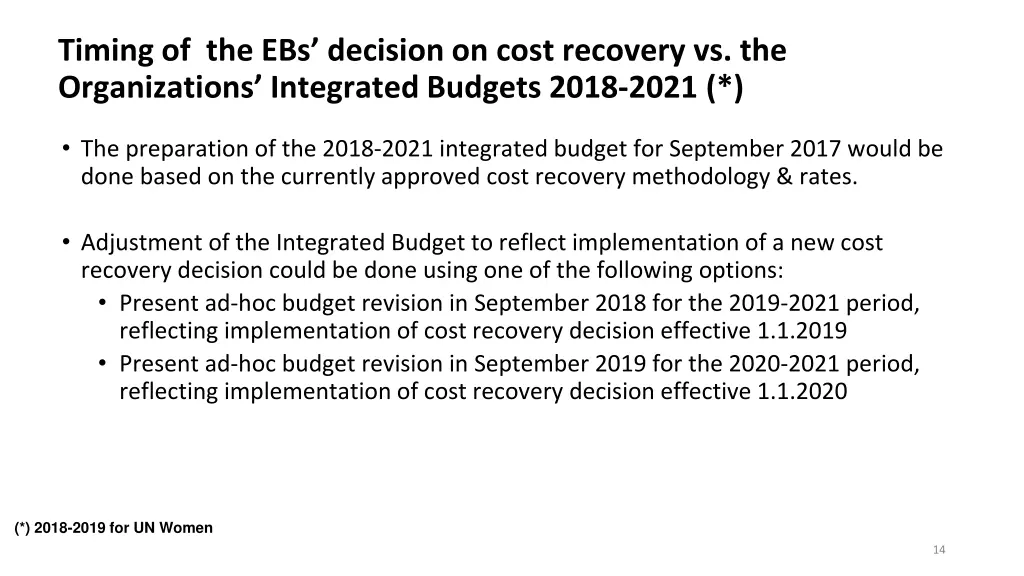 timing of the ebs decision on cost recovery 1