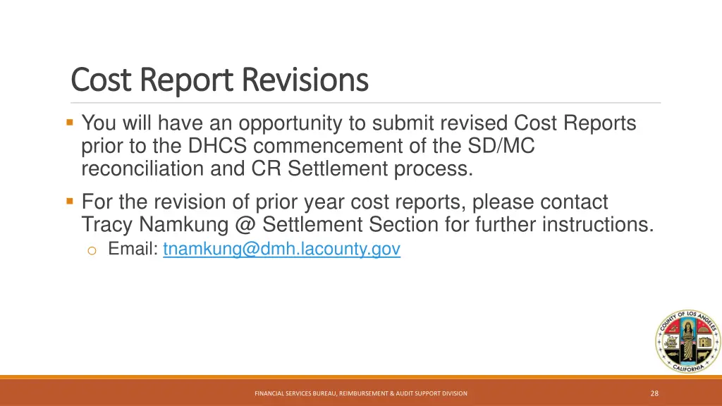 cost report revisions cost report revisions