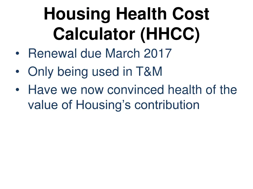 housing health cost calculator hhcc renewal