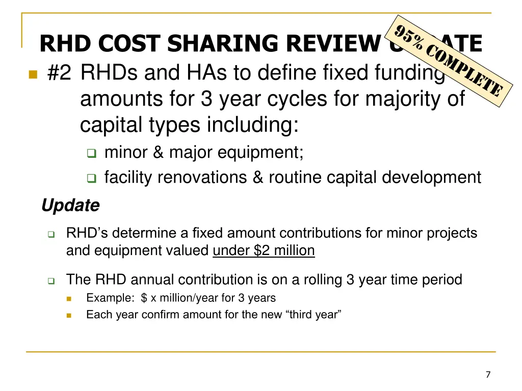 rhd cost sharing review update 2 rhds