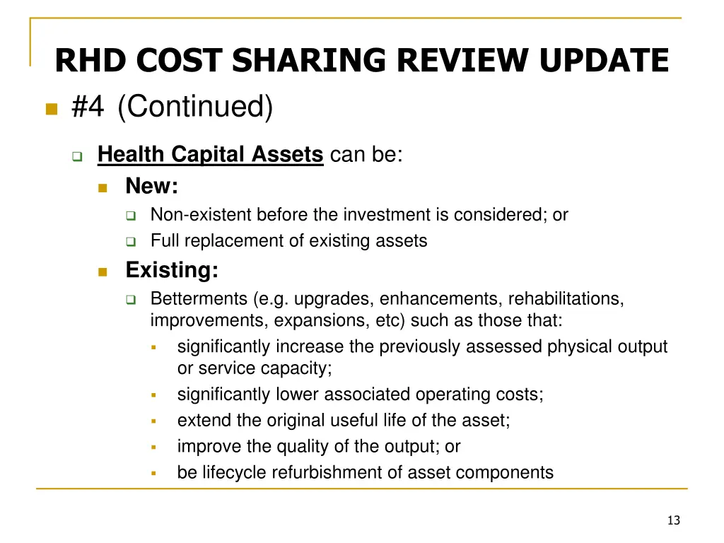 rhd cost sharing review update 4 continued 1