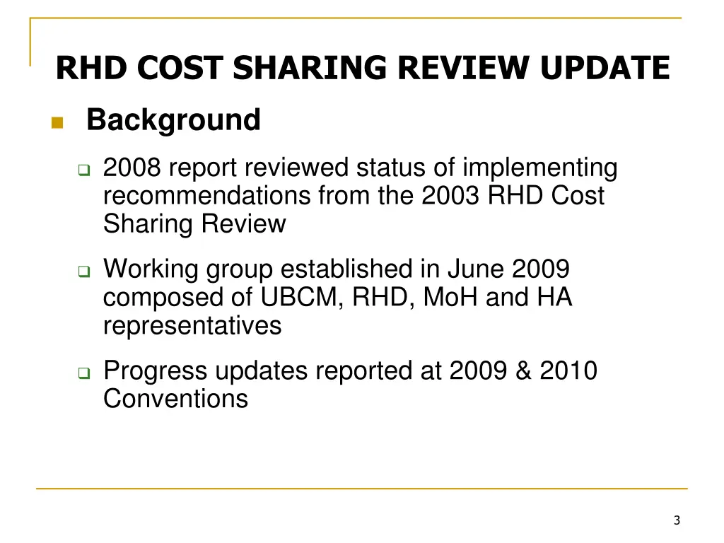 rhd cost sharing review update