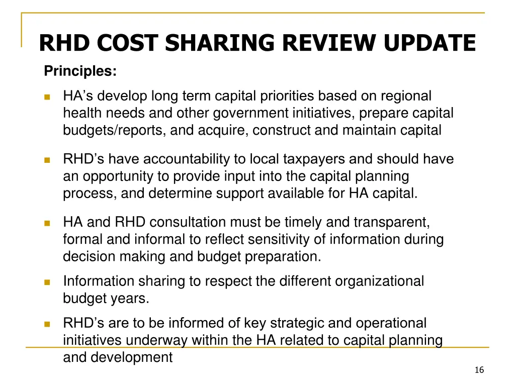 rhd cost sharing review update principles