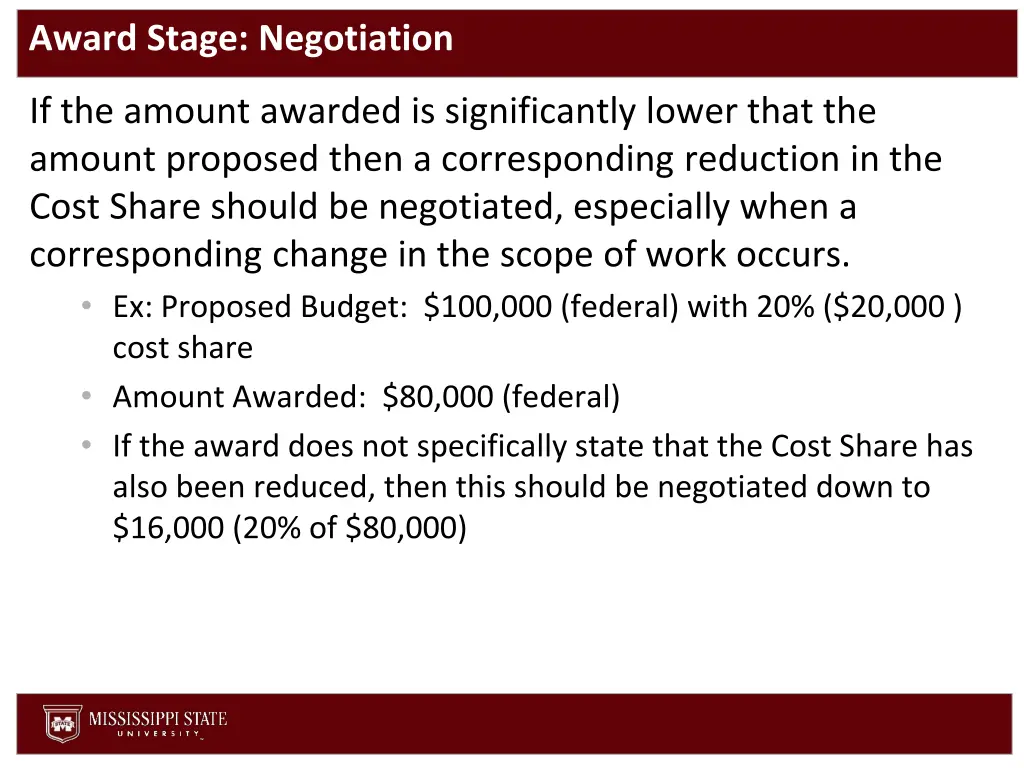 award stage negotiation