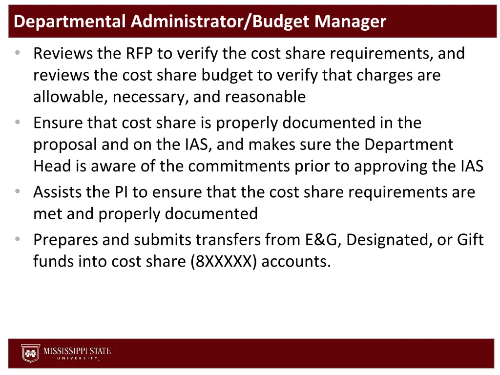 departmental administrator budget manager