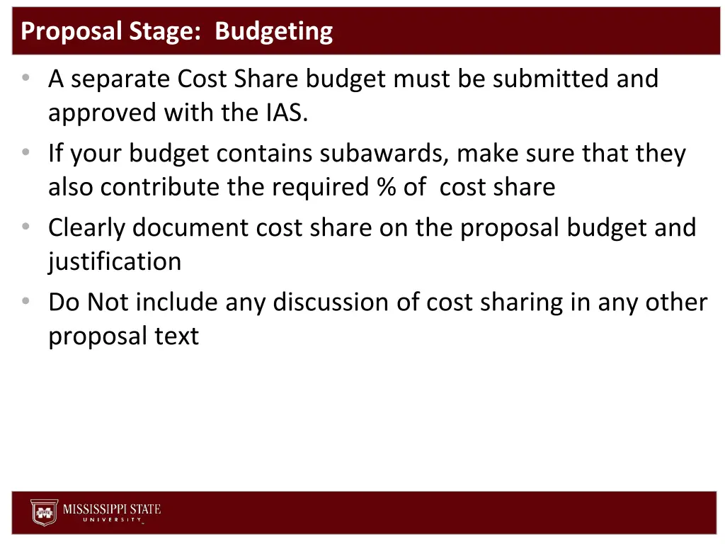 proposal stage budgeting