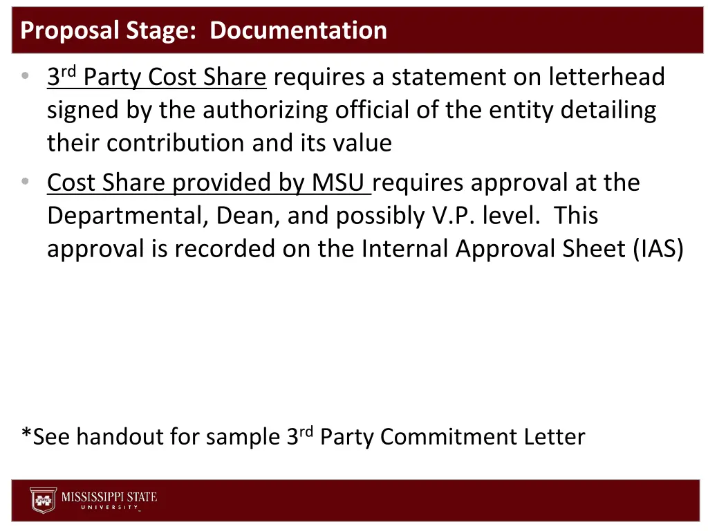 proposal stage documentation