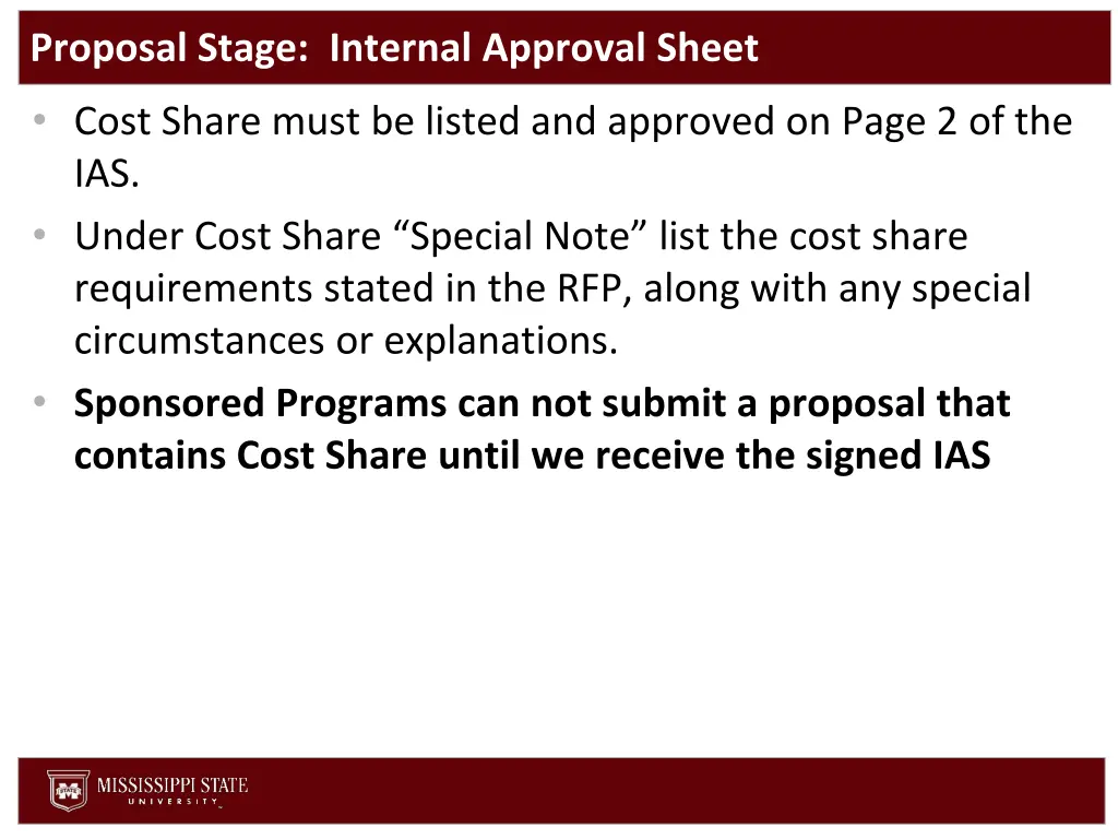 proposal stage internal approval sheet