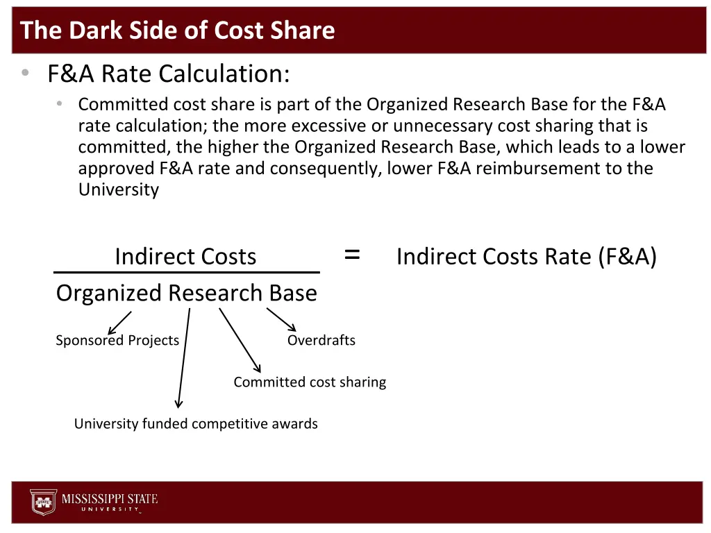 the dark side of cost share f a rate calculation