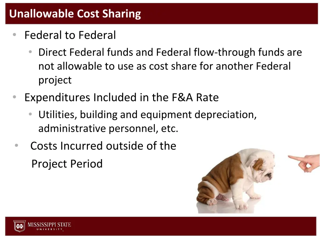 unallowable cost sharing