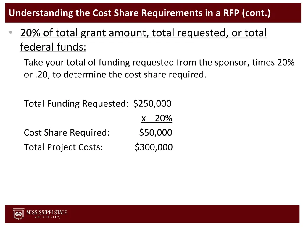 understanding the cost share requirements 1