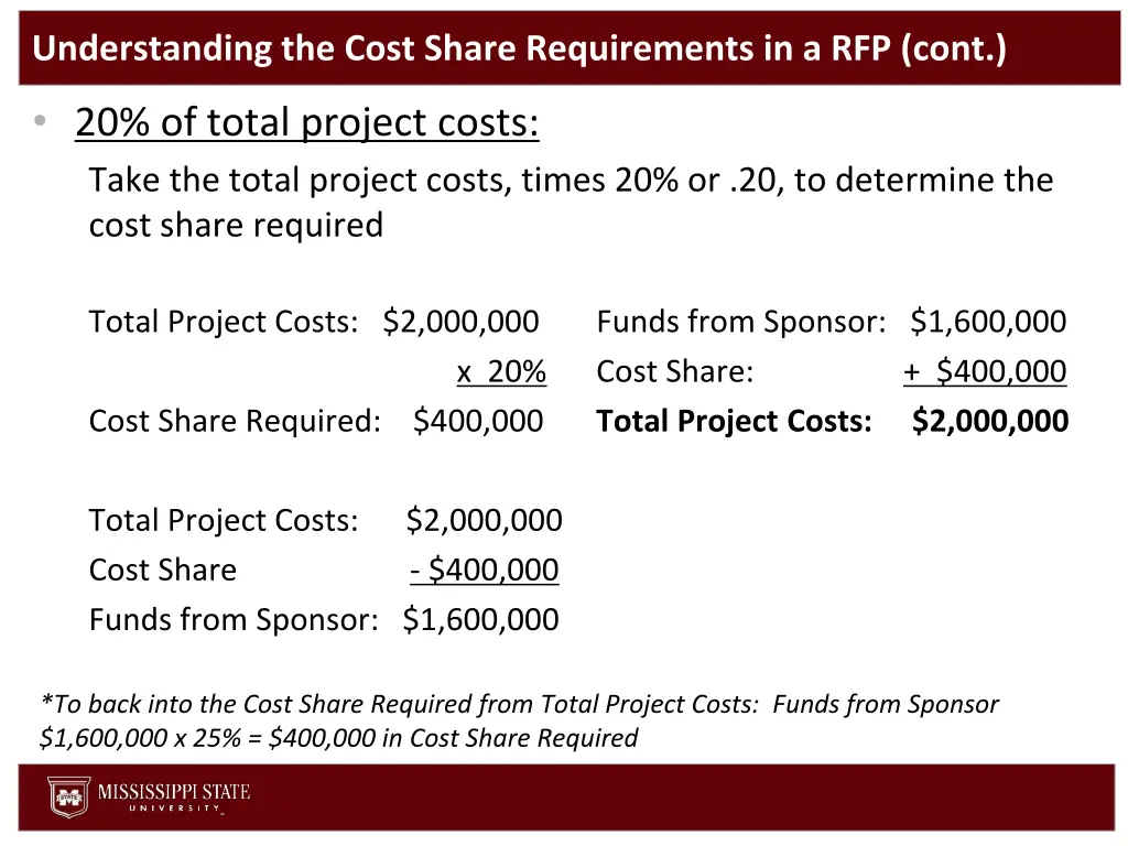 understanding the cost share requirements 2