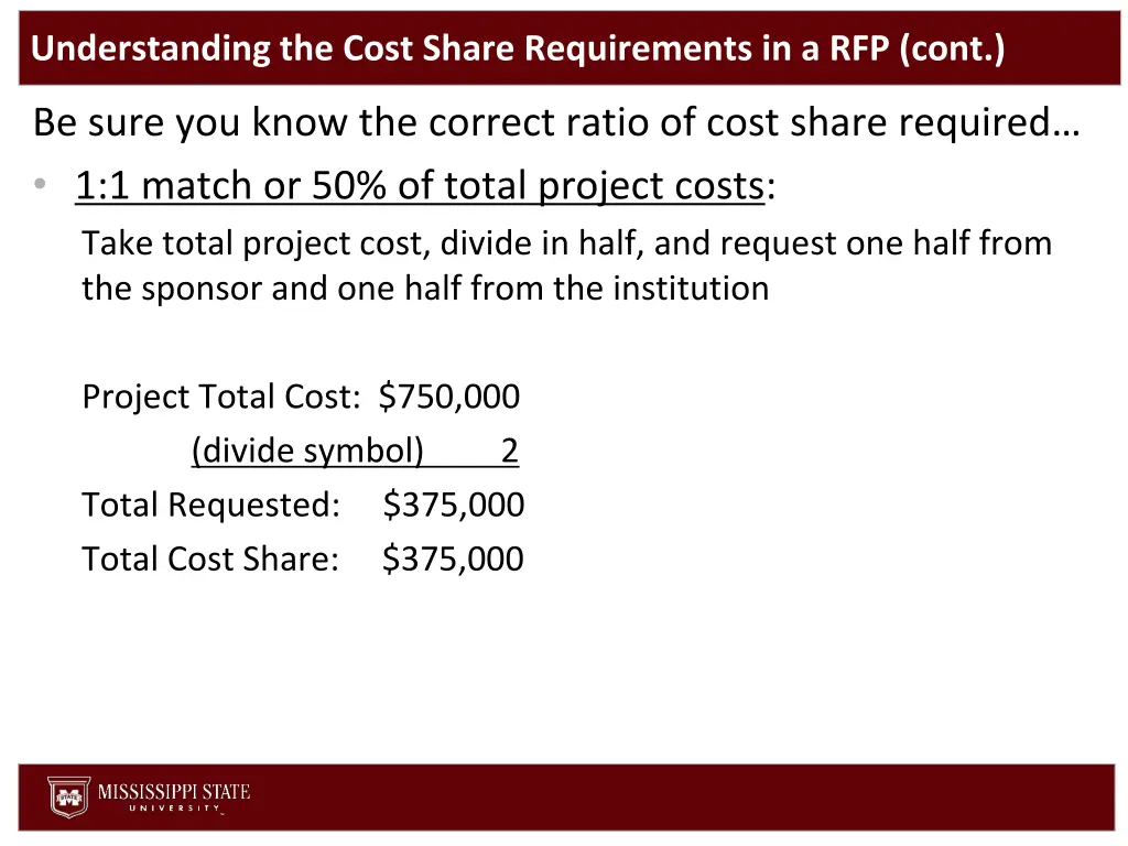 understanding the cost share requirements