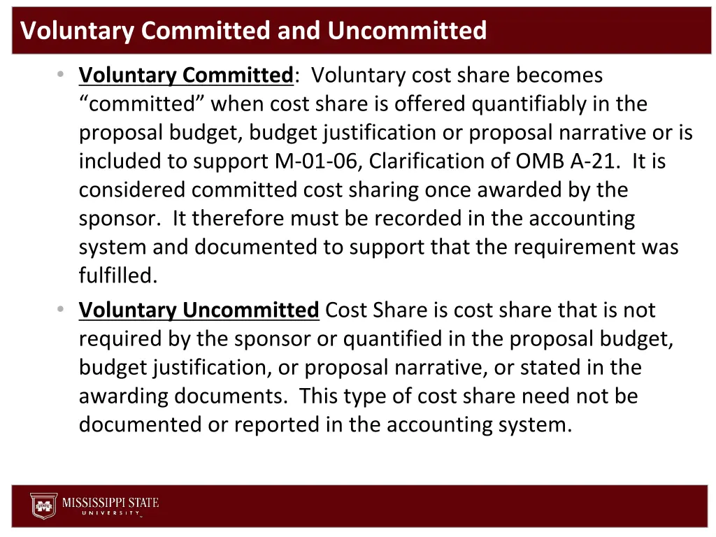 voluntary committed and uncommitted