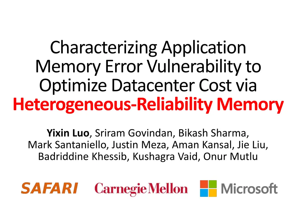 characterizing application memory error 1