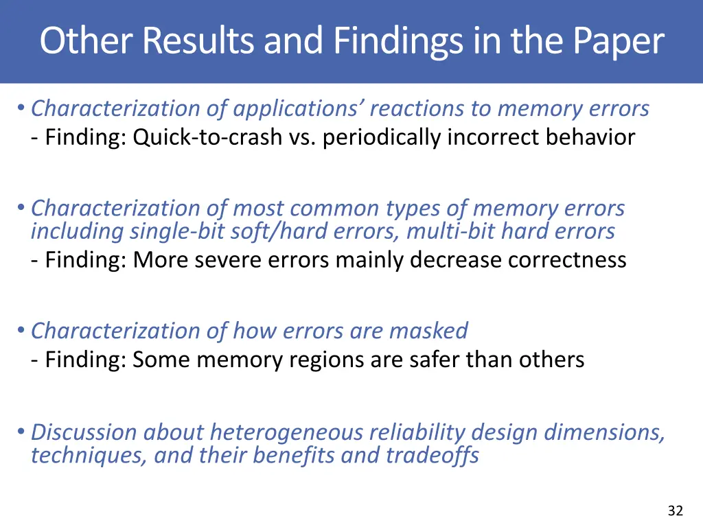 other results and findings in the paper