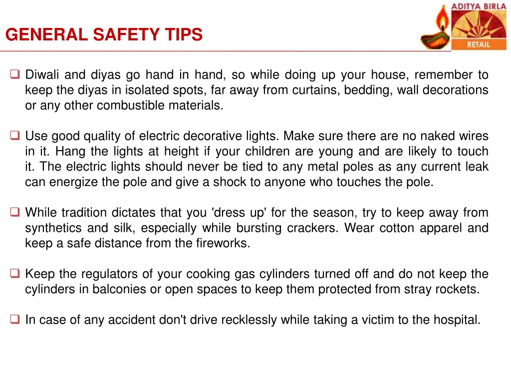 general safety tips