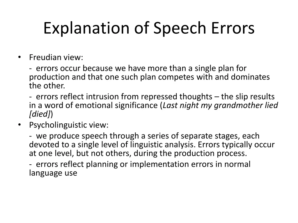 explanation of speech errors