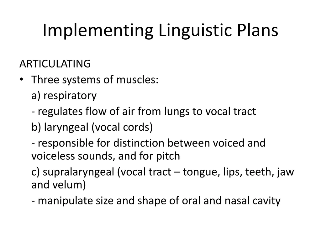 implementing linguistic plans