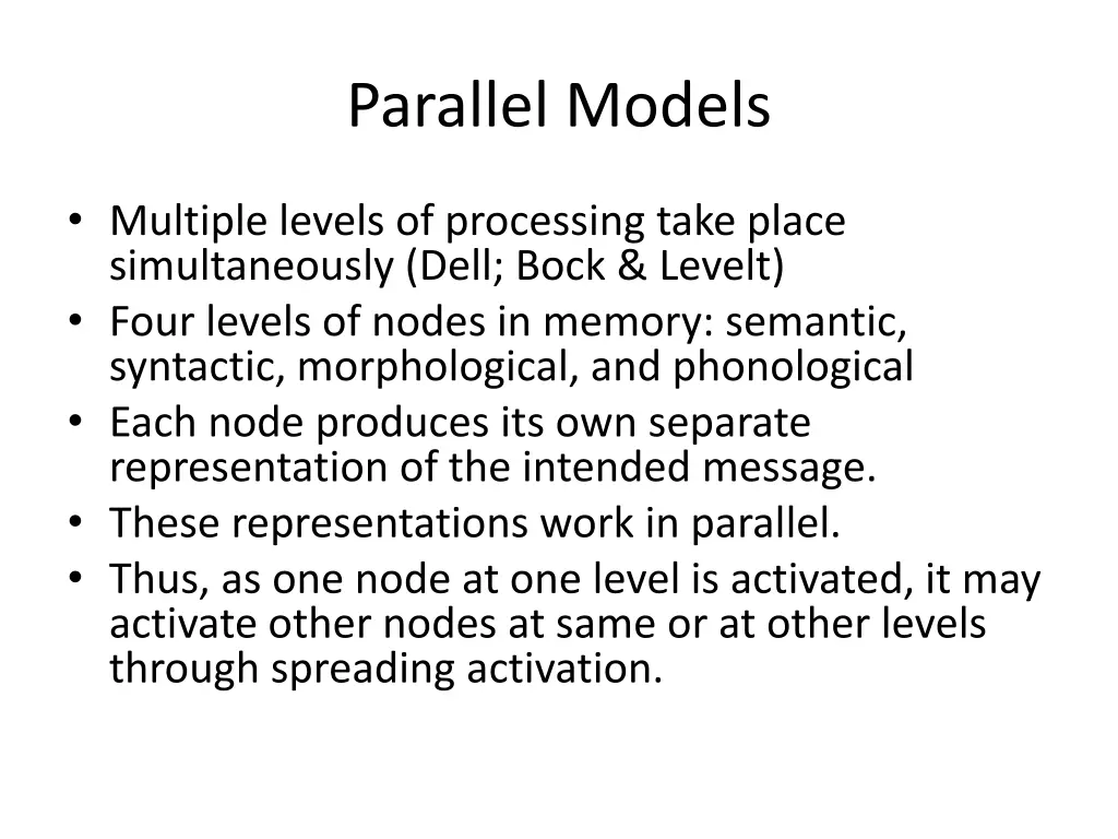 parallel models