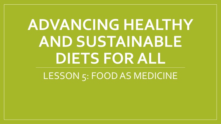 advancing healthy and sustainable diets