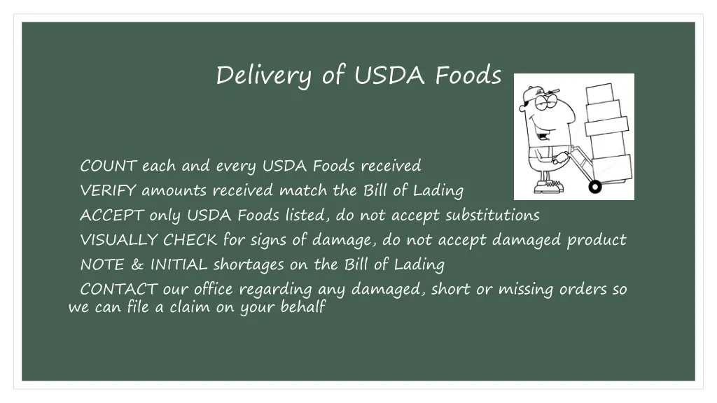 delivery of usda foods