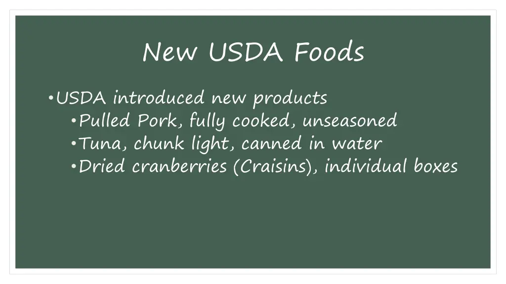 new usda foods