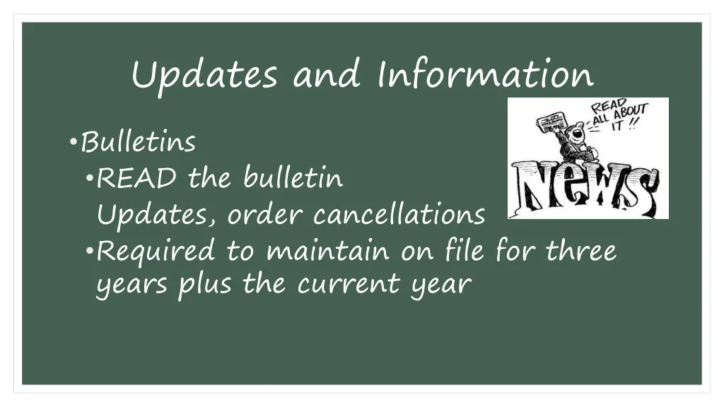 updates and information bulletins read