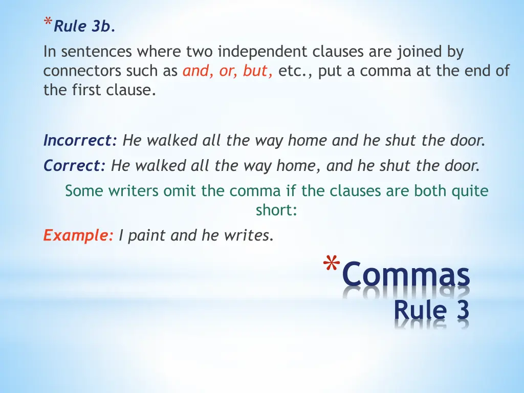 rule 3b in sentences where two independent