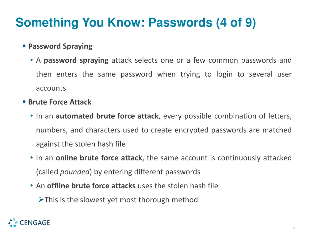 something you know passwords 4 of 9