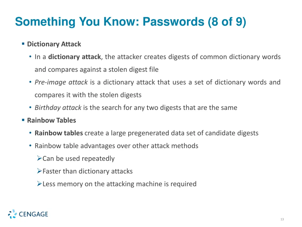 something you know passwords 8 of 9