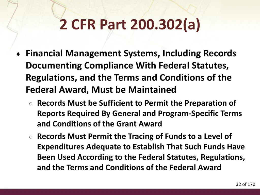 2 cfr part 200 302 a