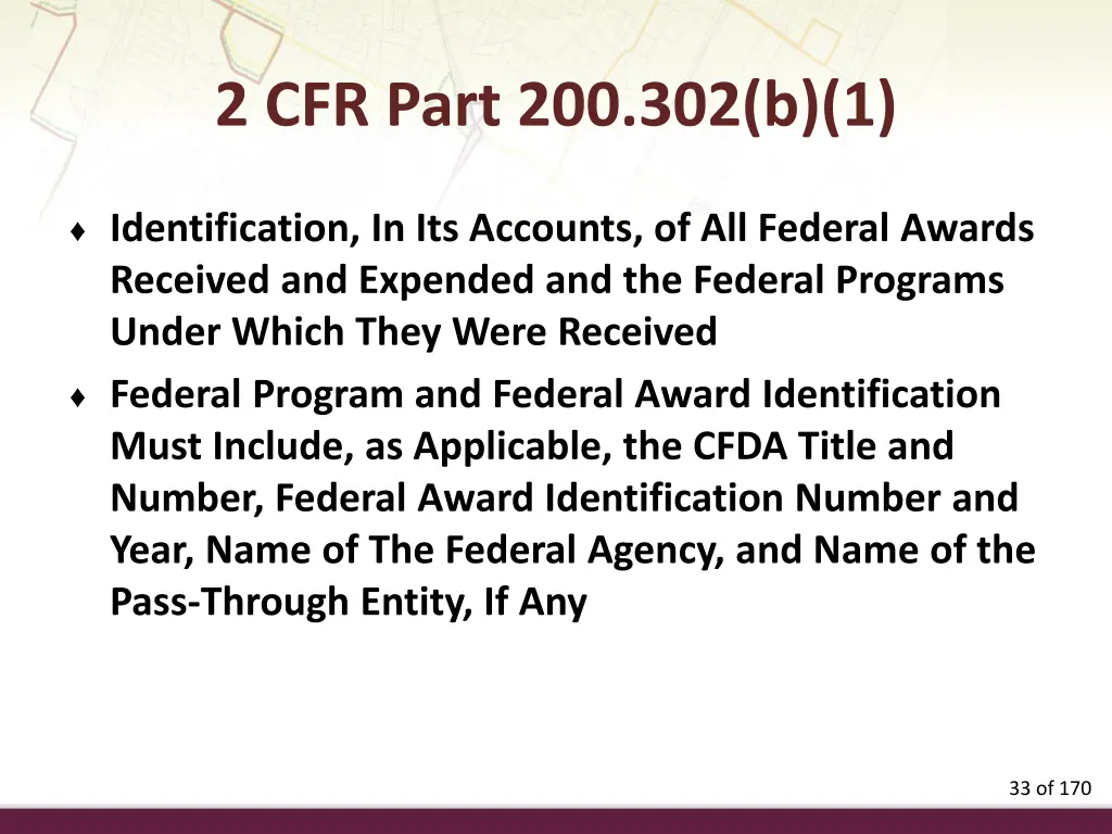 2 cfr part 200 302 b 1