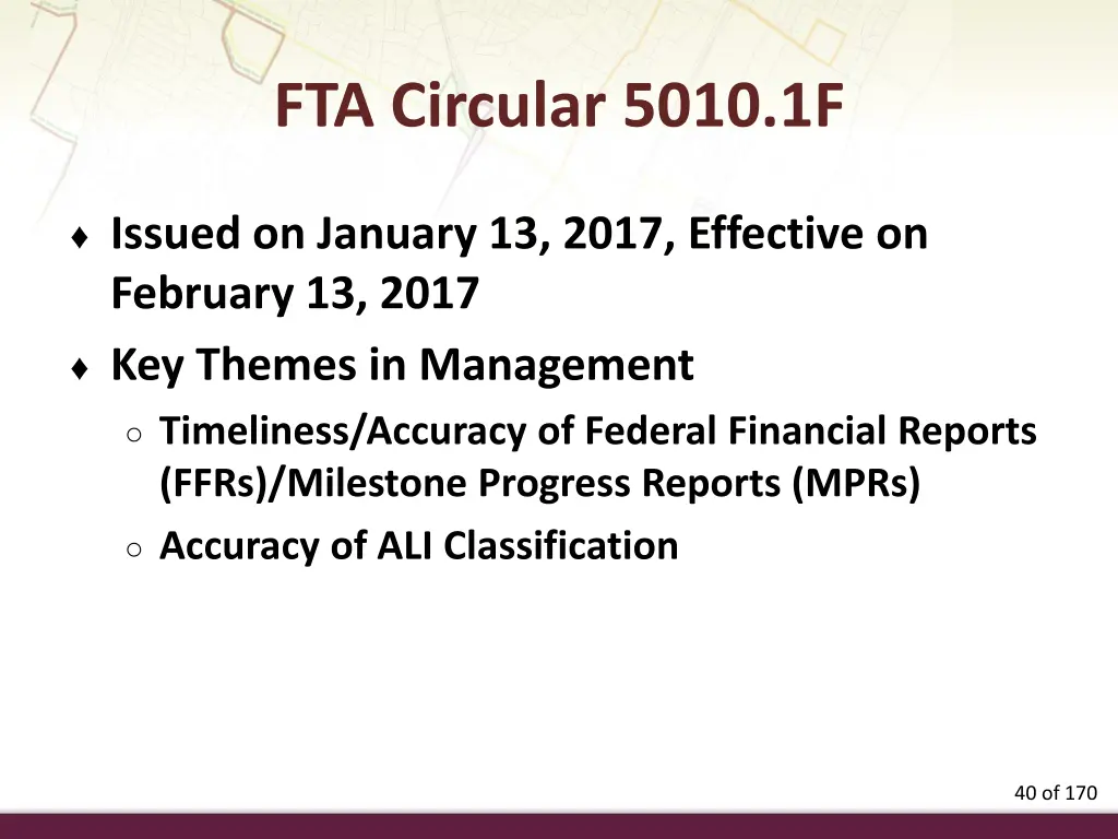 fta circular 5010 1f