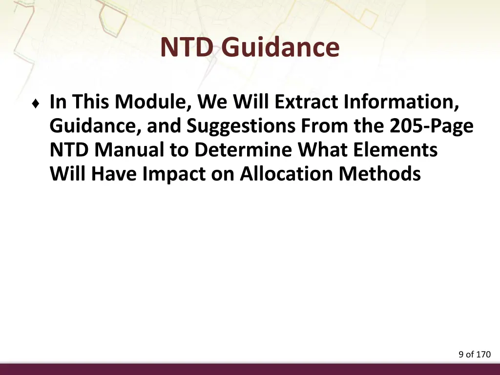 ntd guidance