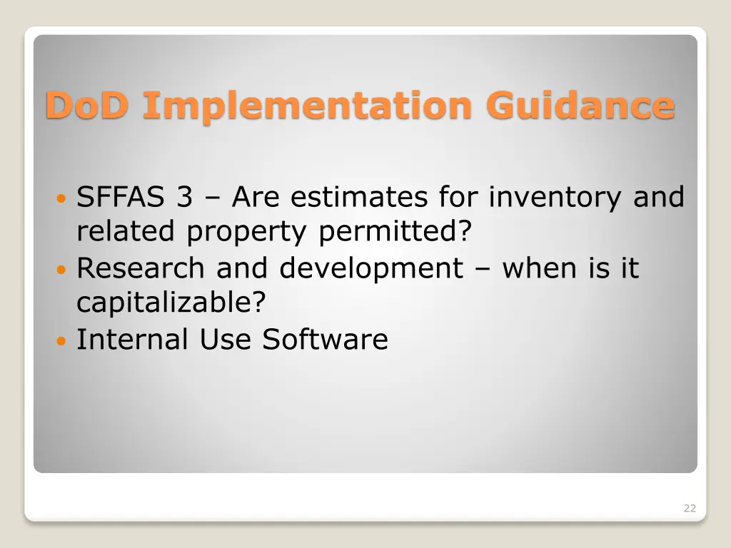 dod implementation guidance