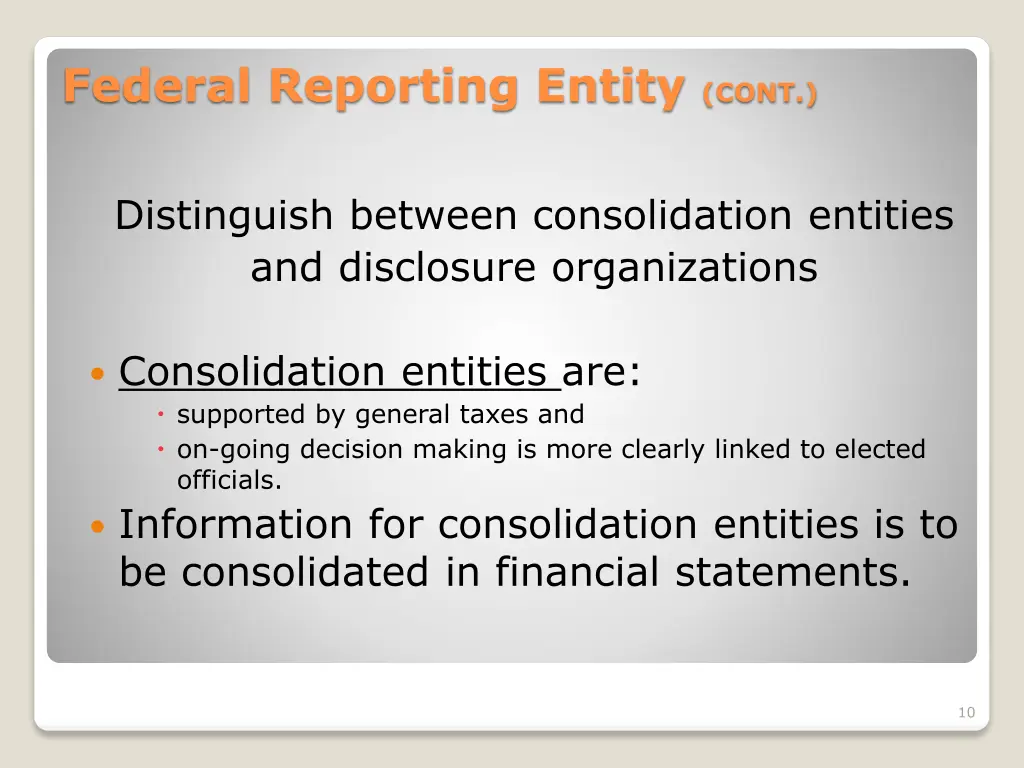 federal reporting entity cont