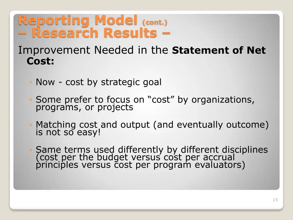 reporting model cont research results