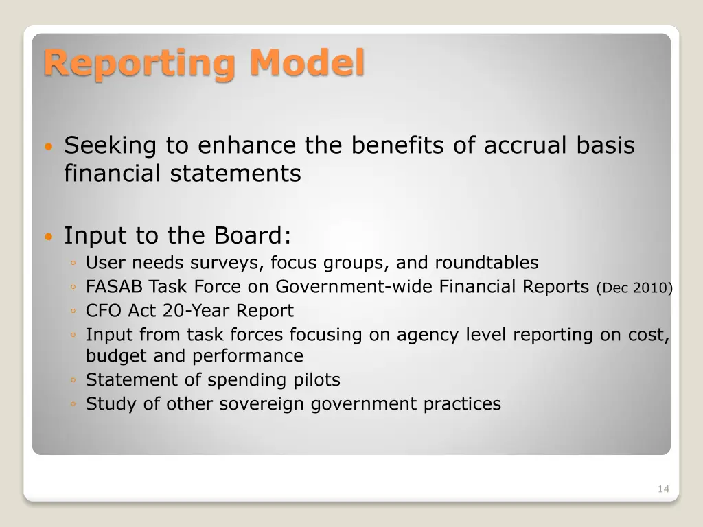 reporting model