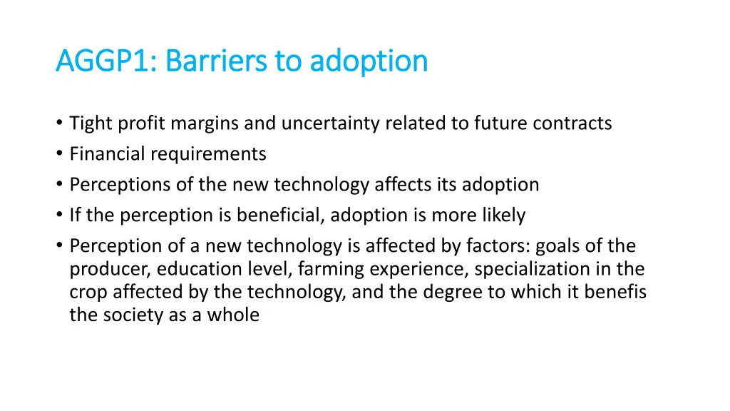 aggp1 barriers to adoption aggp1 barriers