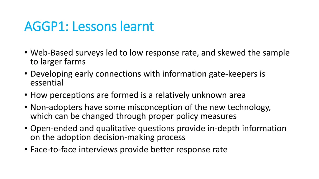 aggp1 lessons learnt aggp1 lessons learnt