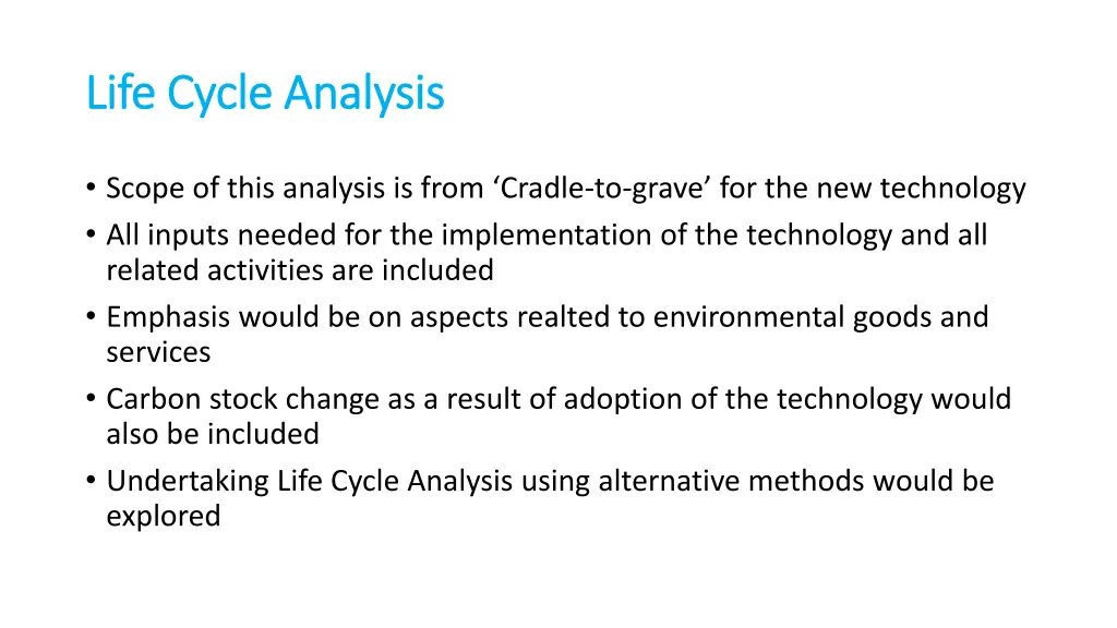 life cycle analysis life cycle analysis