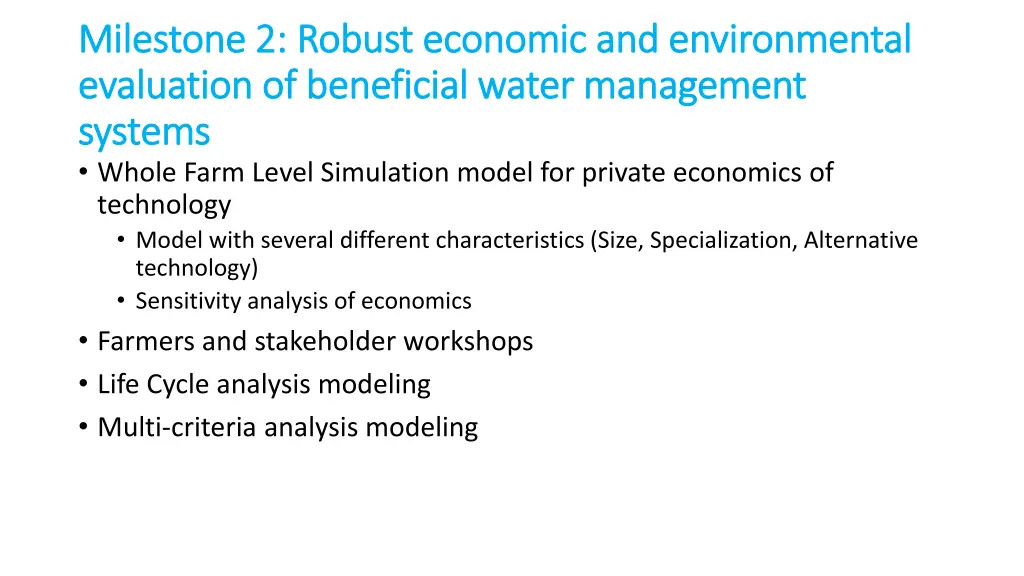 milestone 2 robust economic and environmental