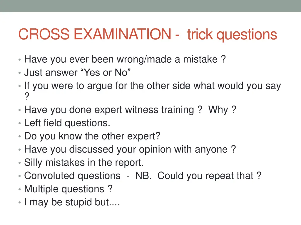 cross examination trick questions