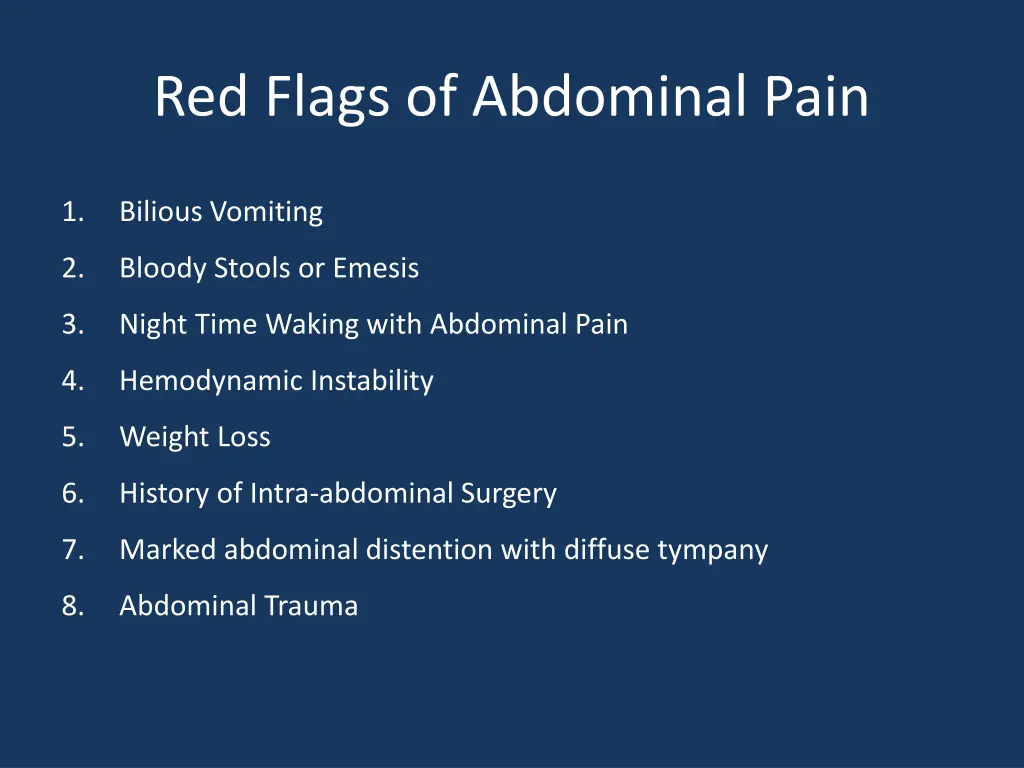 red flags of abdominal pain