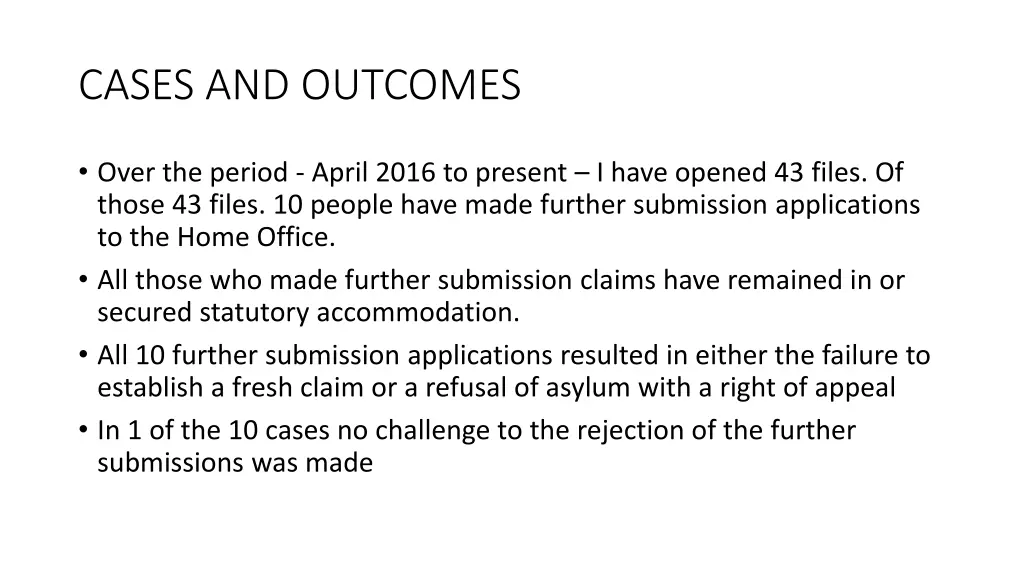 cases and outcomes