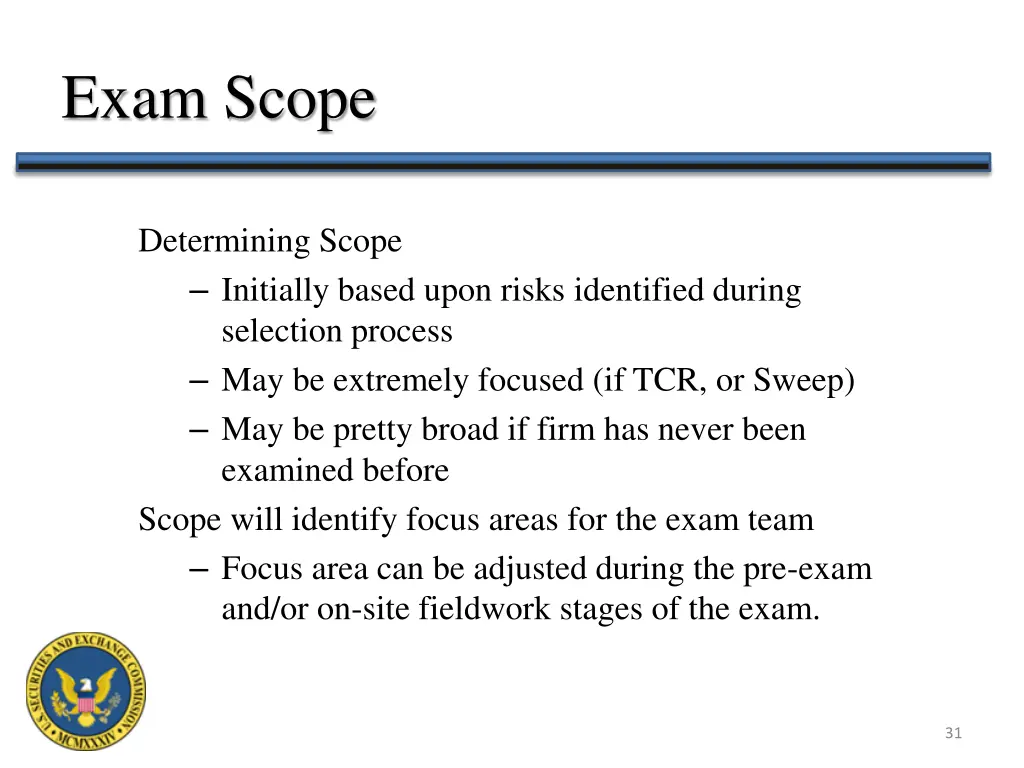 exam scope