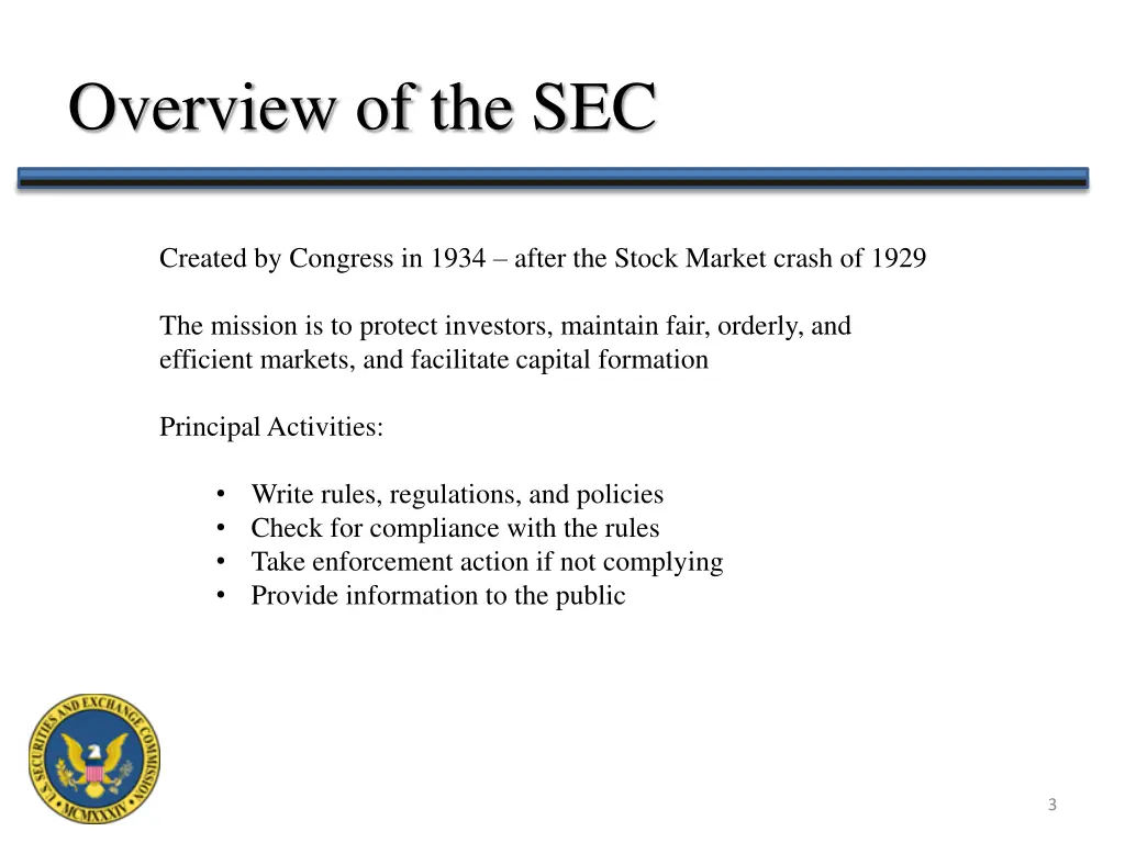 overview of the sec