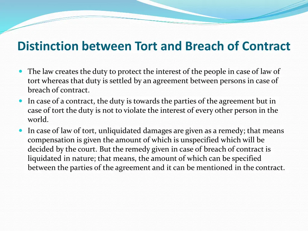 distinction between tort and breach of contract